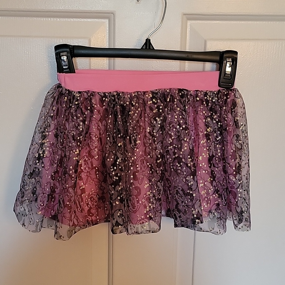 Disney Minnie Mouse pink and‎ purple mini skirt with gold dots all over. 4T.